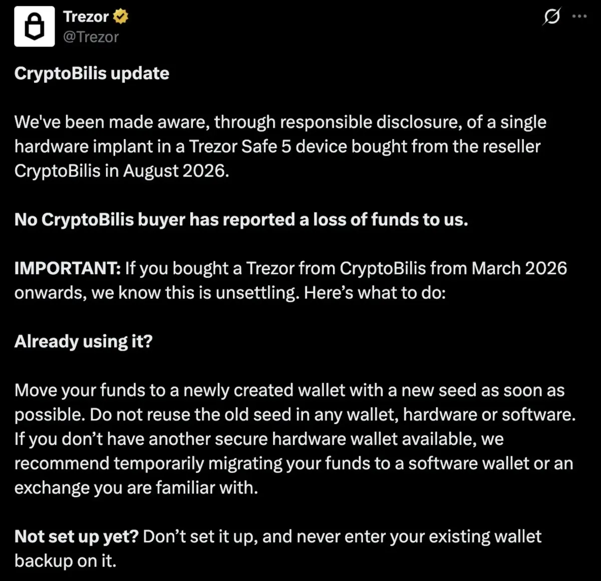 Trezor Hardware Wallets Alert Follows Suspected Implant Report